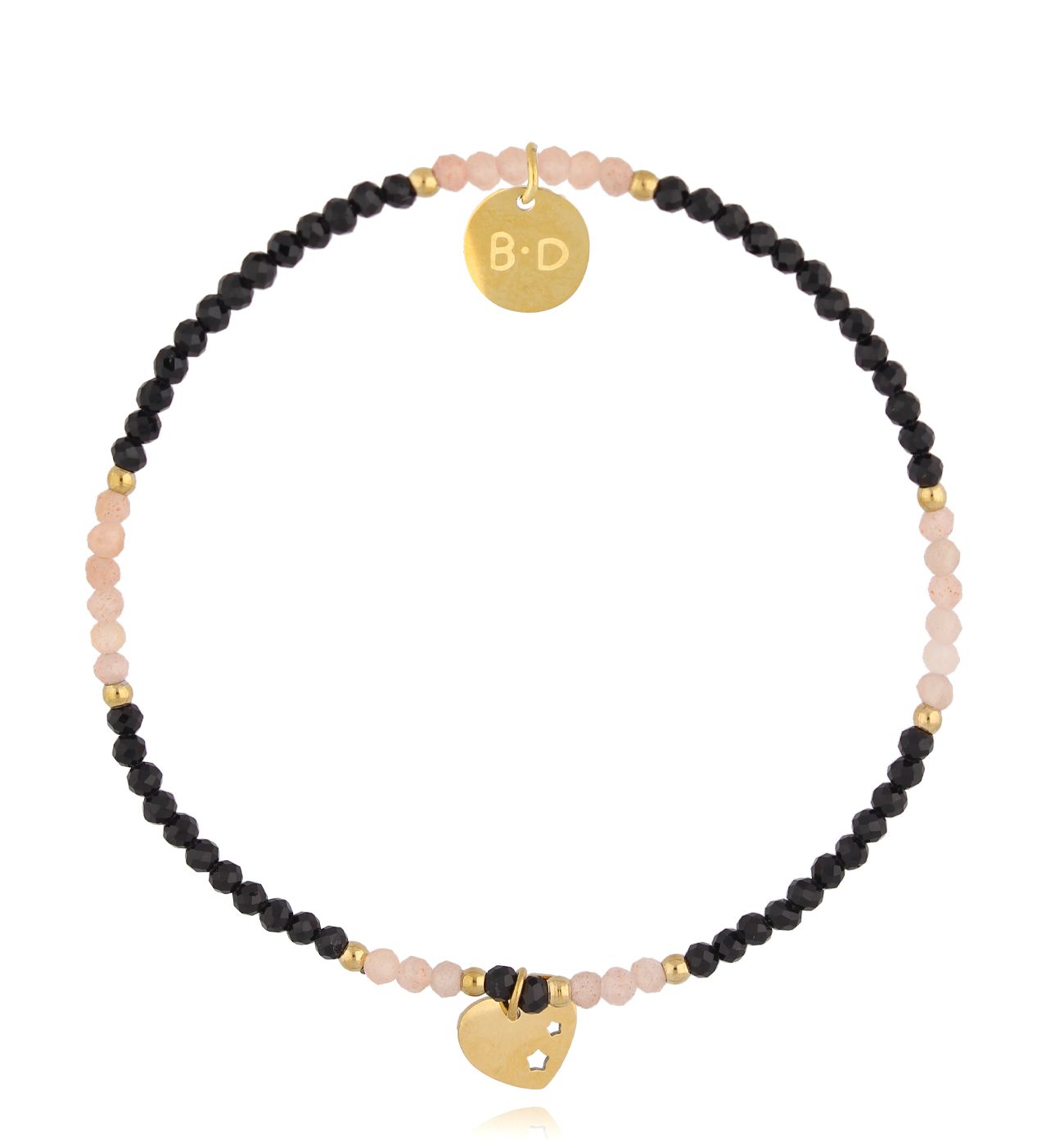 Bransoletka z turmalinami i sercem - By Dziubeka