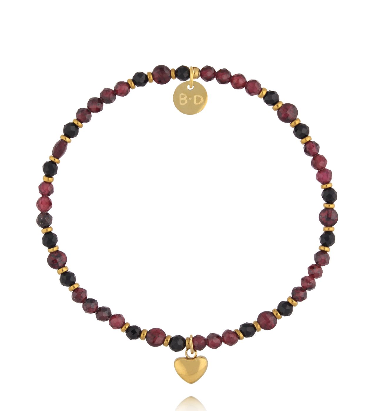 Bransoletka z granatami i turmalinami z sercem - By Dziubeka