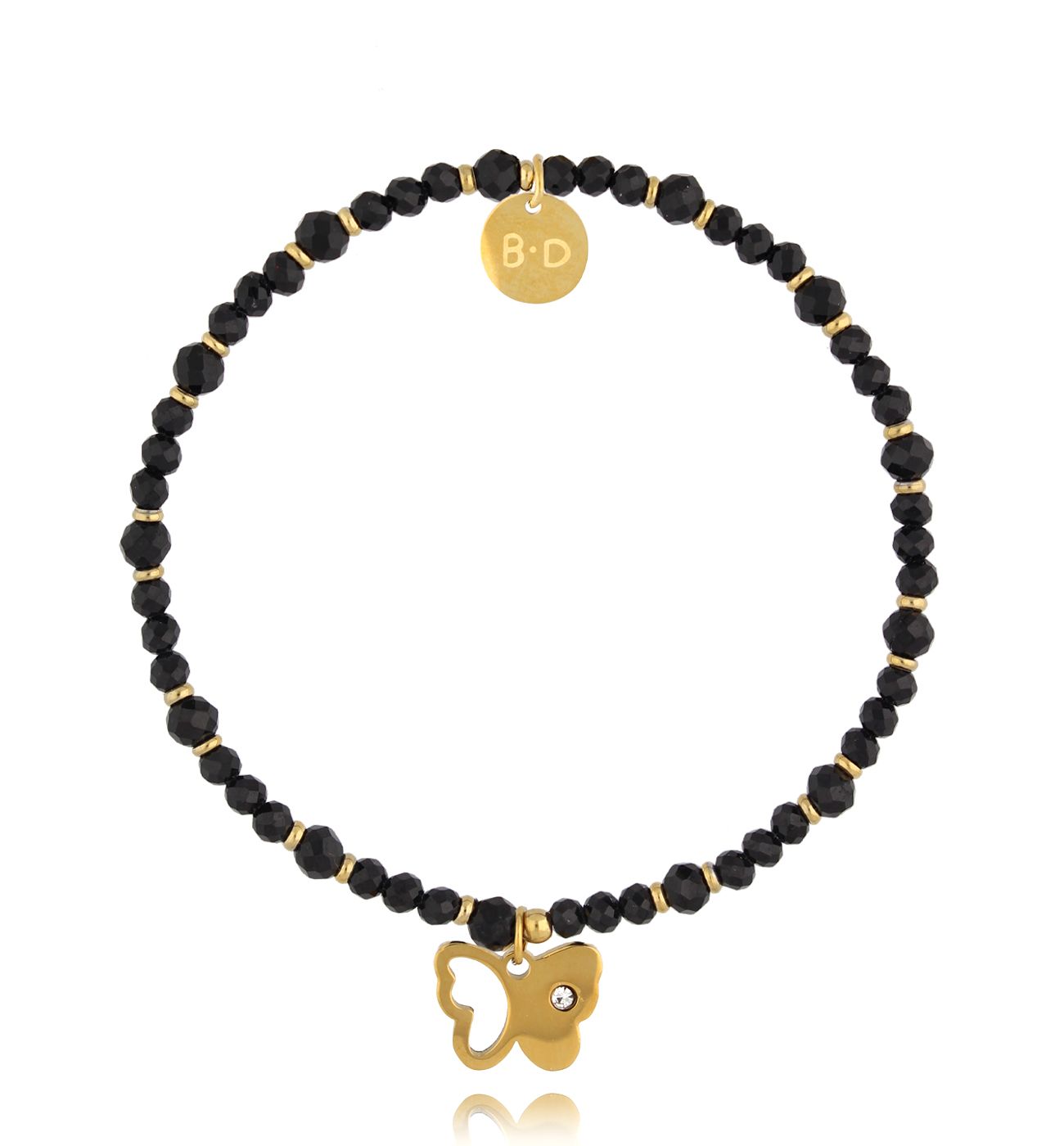 Bransoletka z turmalinami i złotym motylkiem BTW2733