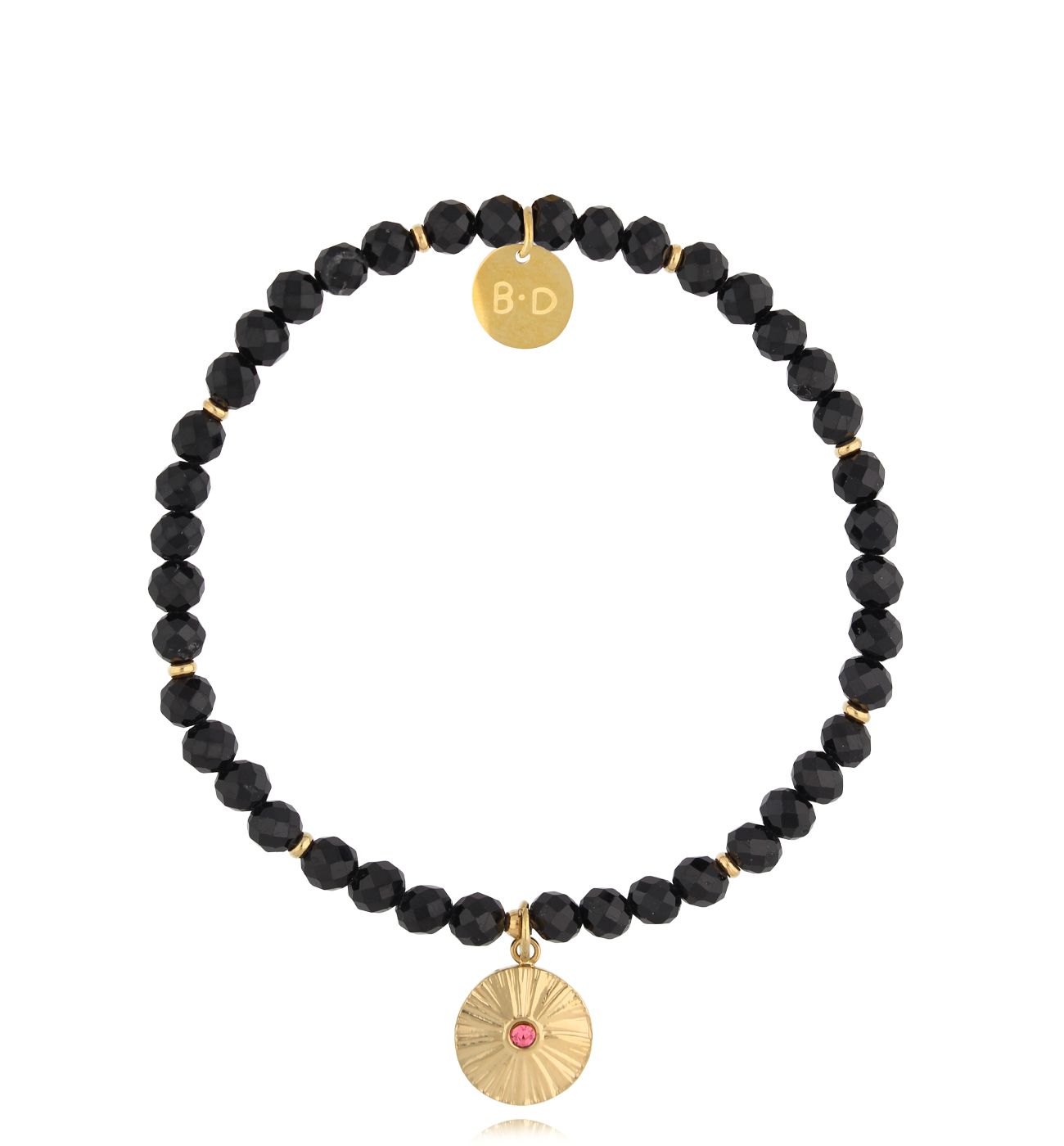 Bransoletka czarna z turmalinami i zawieszką Torne - By Dziubeka