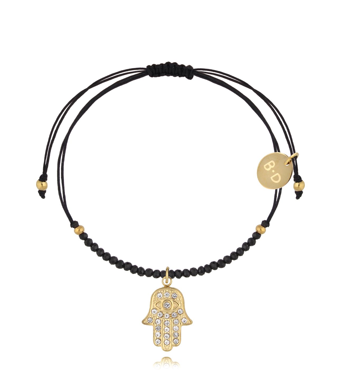 Bransoletka z turmalinami i złotą Ręką Fatimy Successo BMT0098