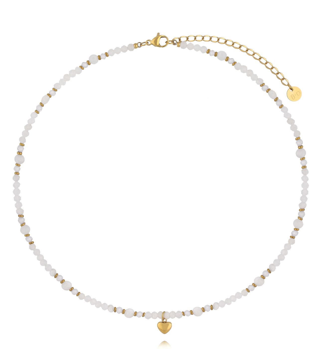 Naszyjnik z kamieniami księżycowymi i sercem NTW1664