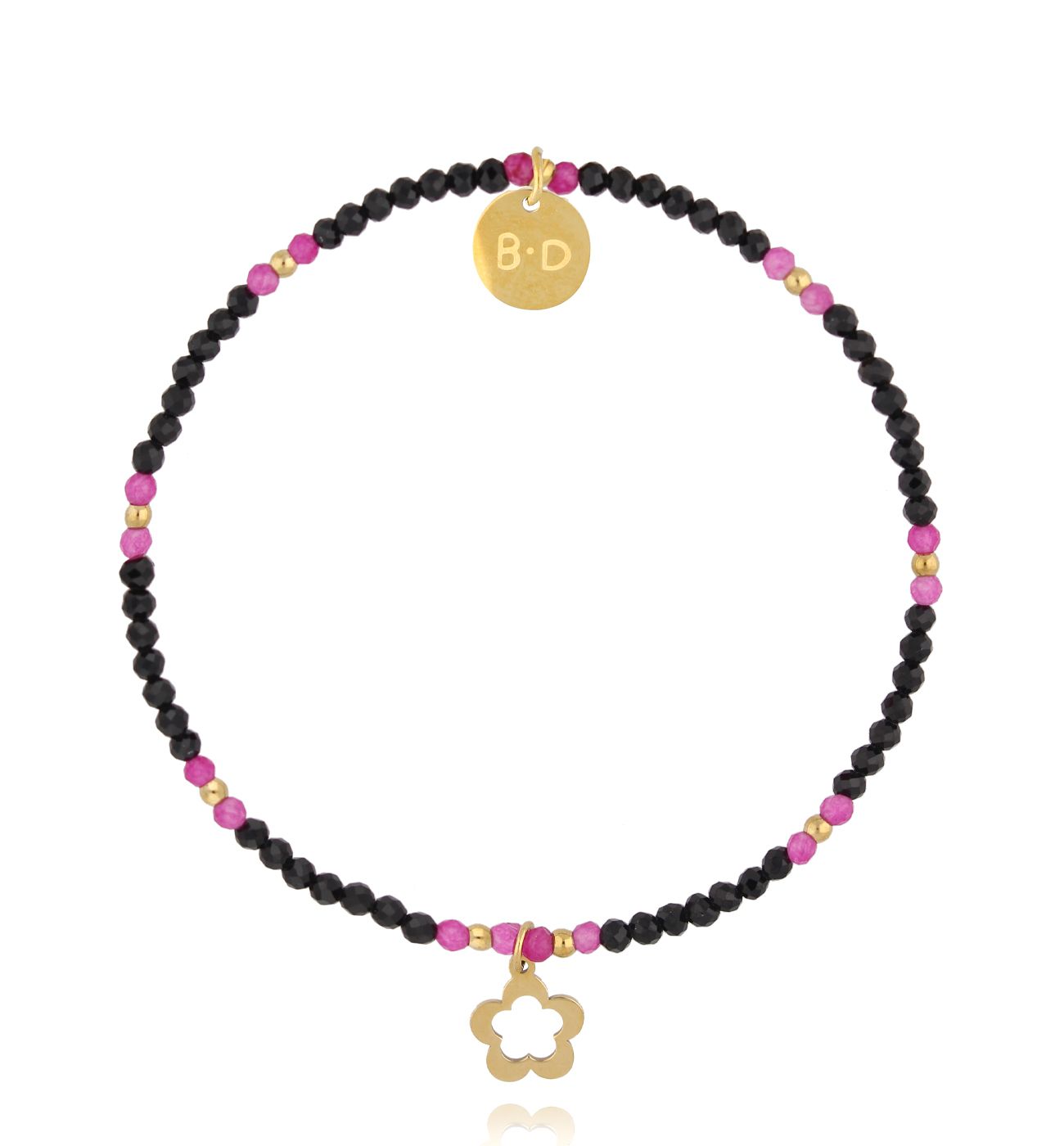 Bransoletka z turmalinami i kwiatkiem BTW3012