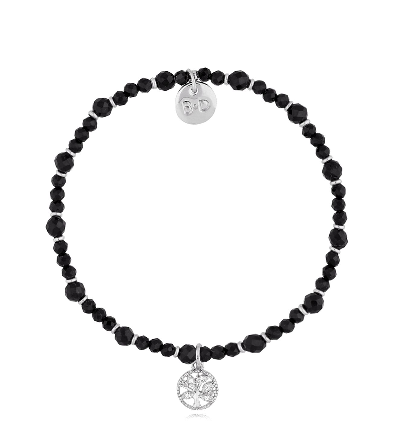 Bransoletka z czarnymi turmalinami i drzewkiem Sundial - By Dziubeka
