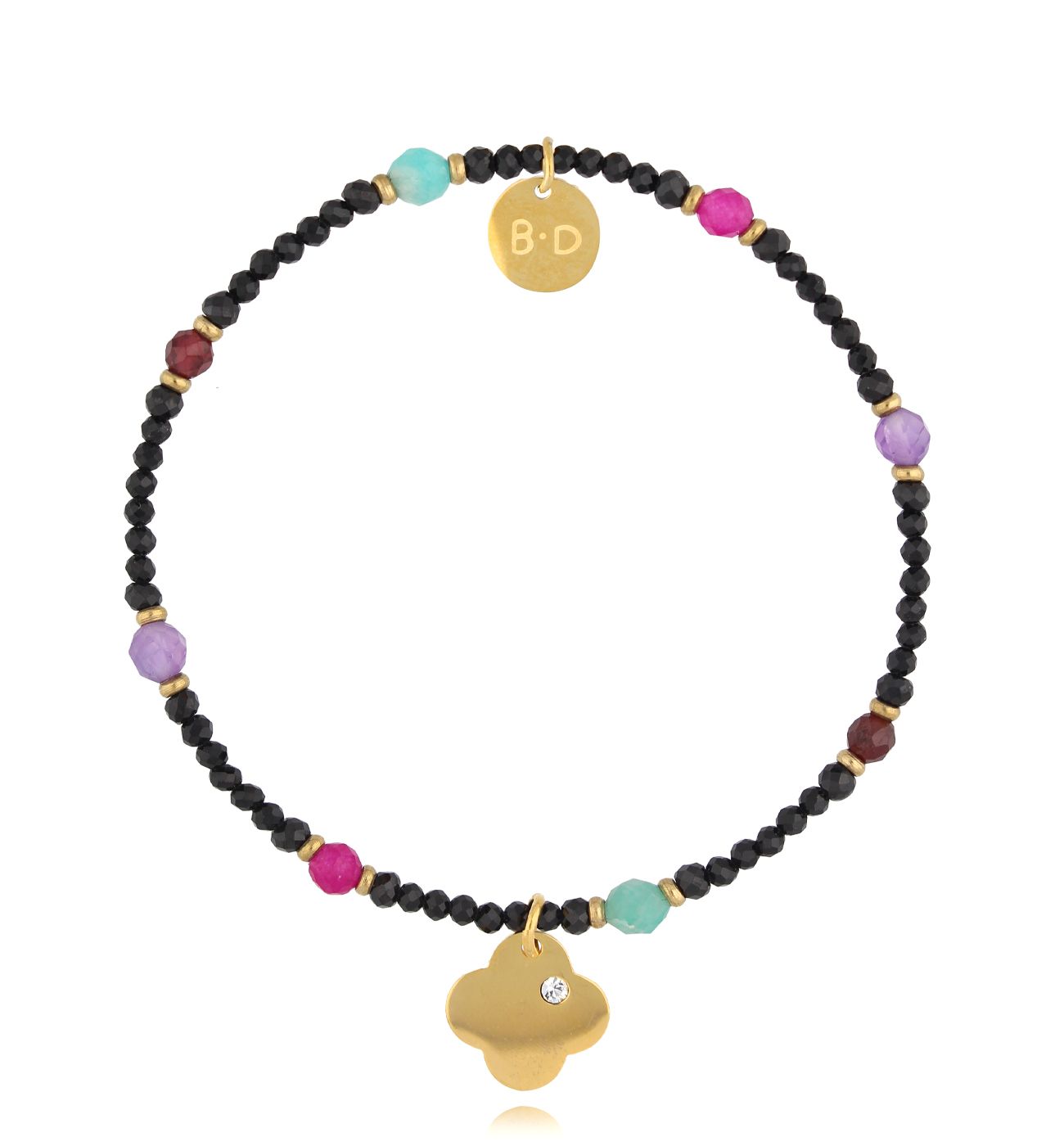 Bransoletka z turmalinami i koniczynką BTW2869