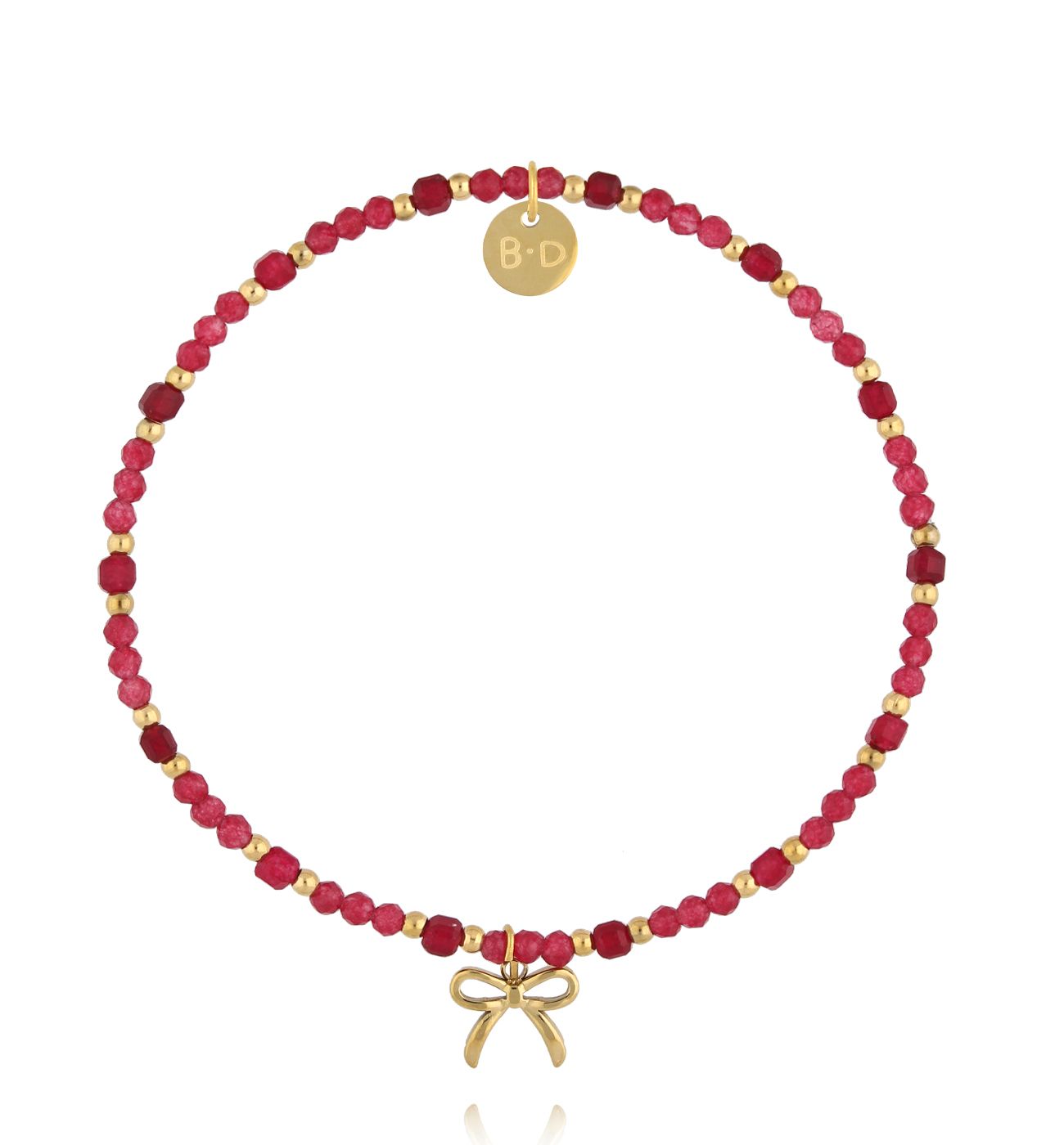 Bransoletka z jadeitu i zawieszką kokardki BTW3526