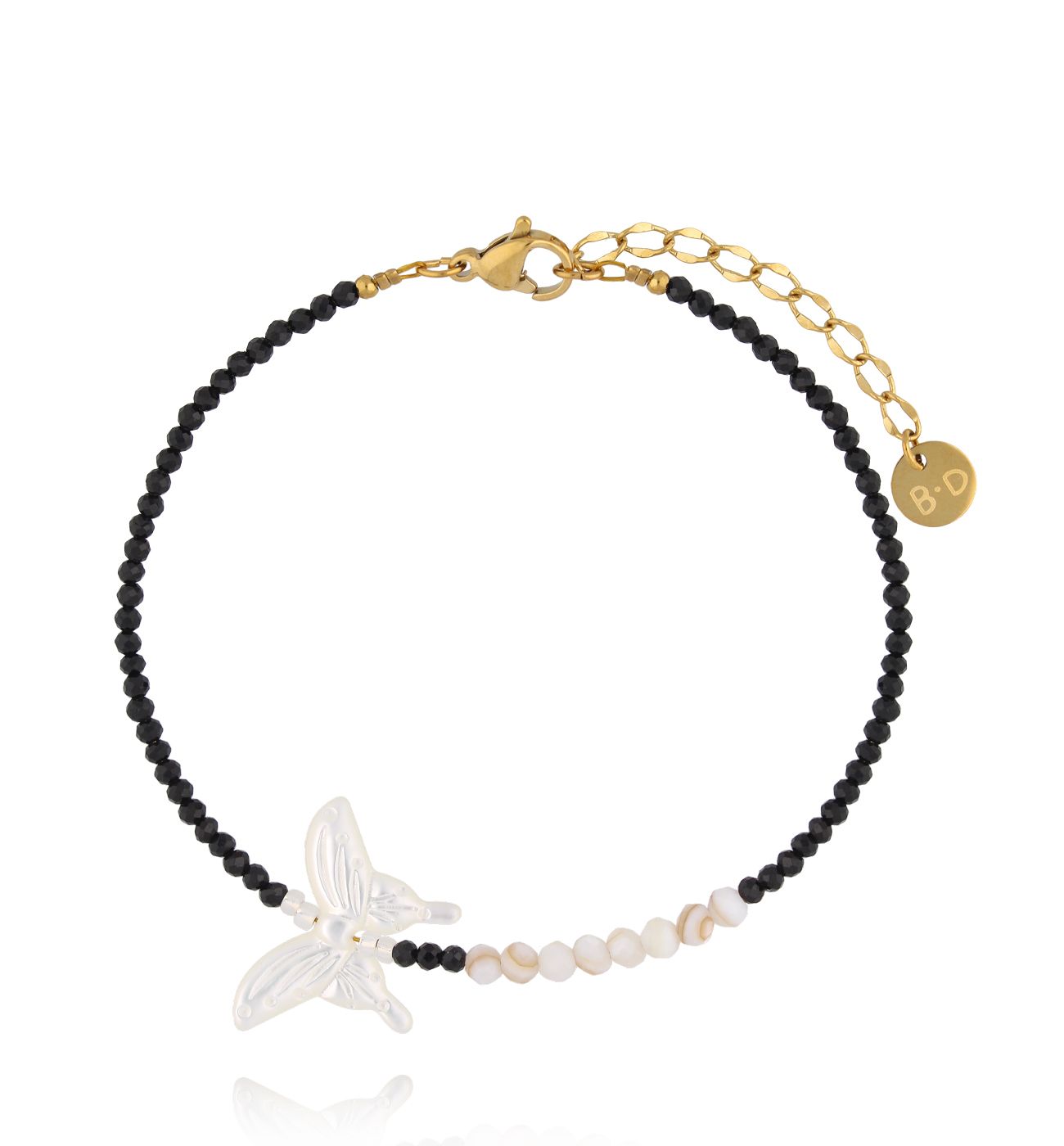 Bransoletka z turmalinami i motylem - By Dziubeka