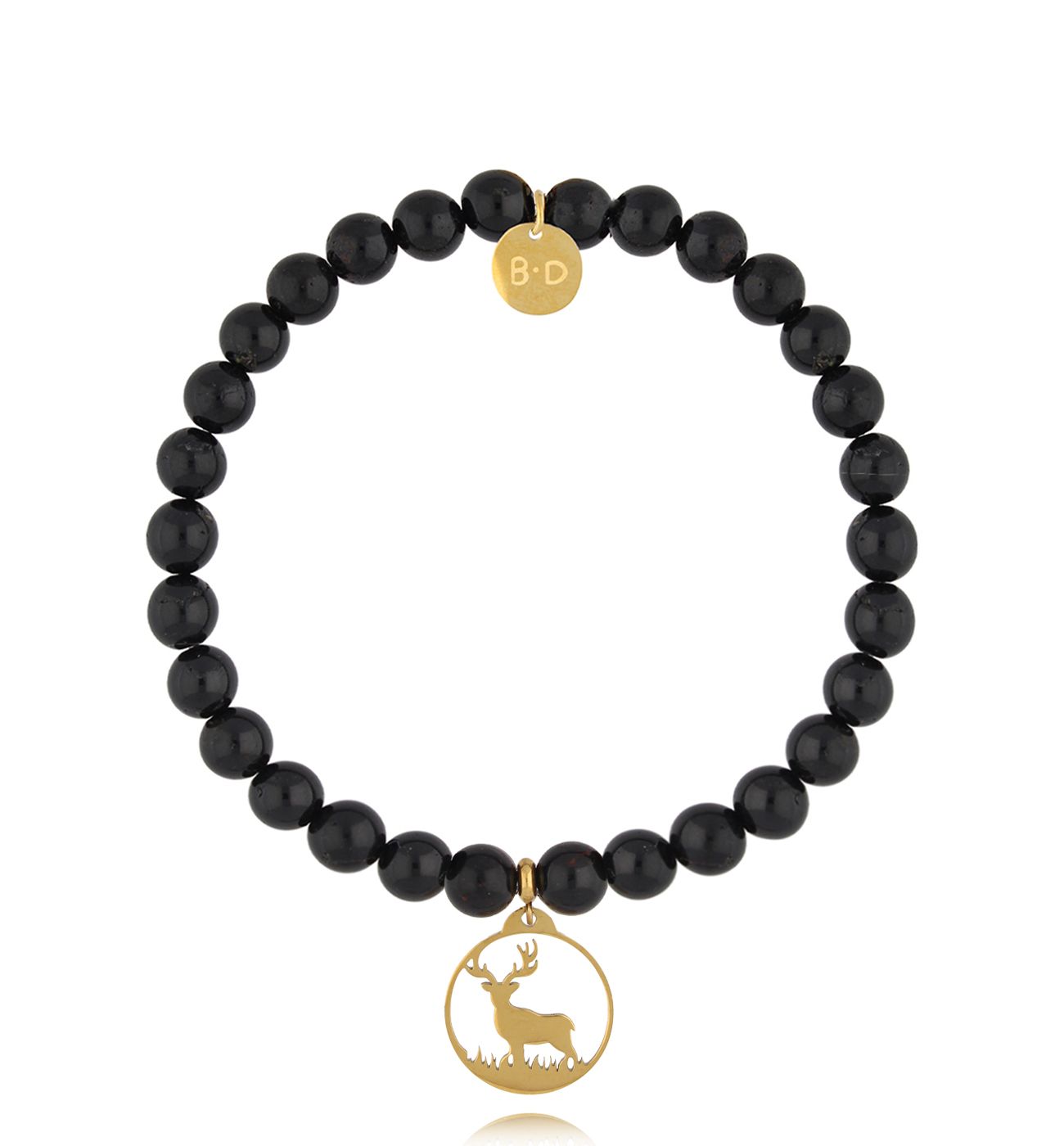 Bransoletka czarna z turmalinami i jeleniem Astrid BTW2660