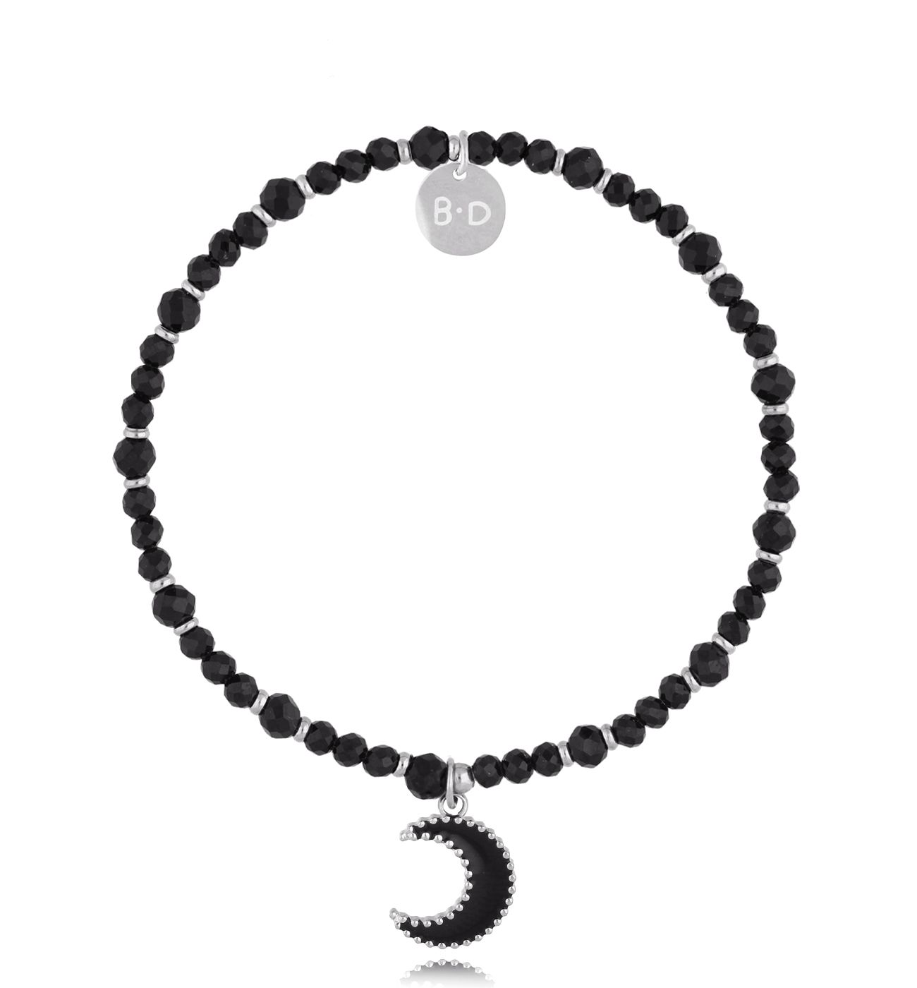 Bransoletka srebrna z turmalinami i czarnym księżycem - By Dziubeka