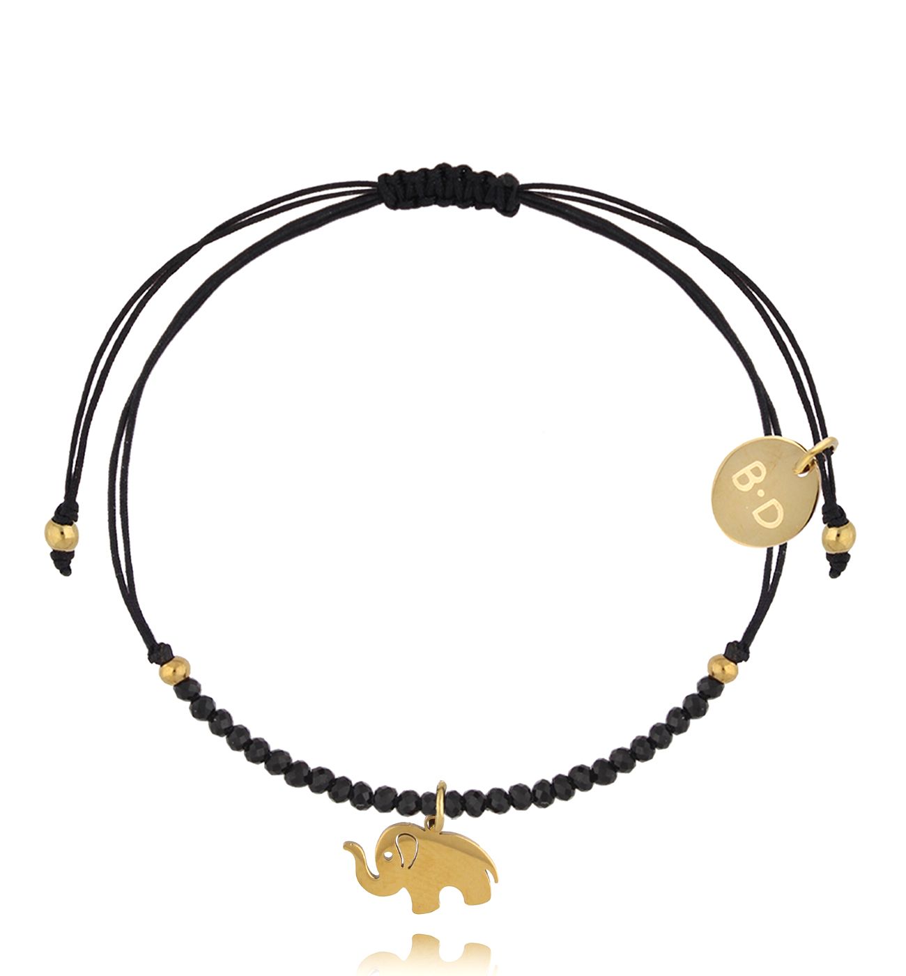 Bransoletka z turmalinami i złotym słonikiem Successo BMT0102 - By Dziubeka