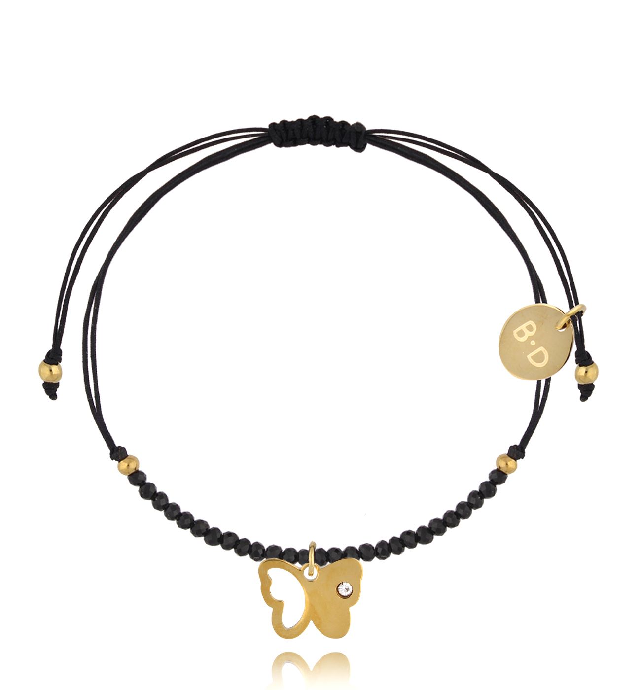 Bransoletka z turmalinami i złotym motylkiem Successo BMT0112 - By Dziubeka