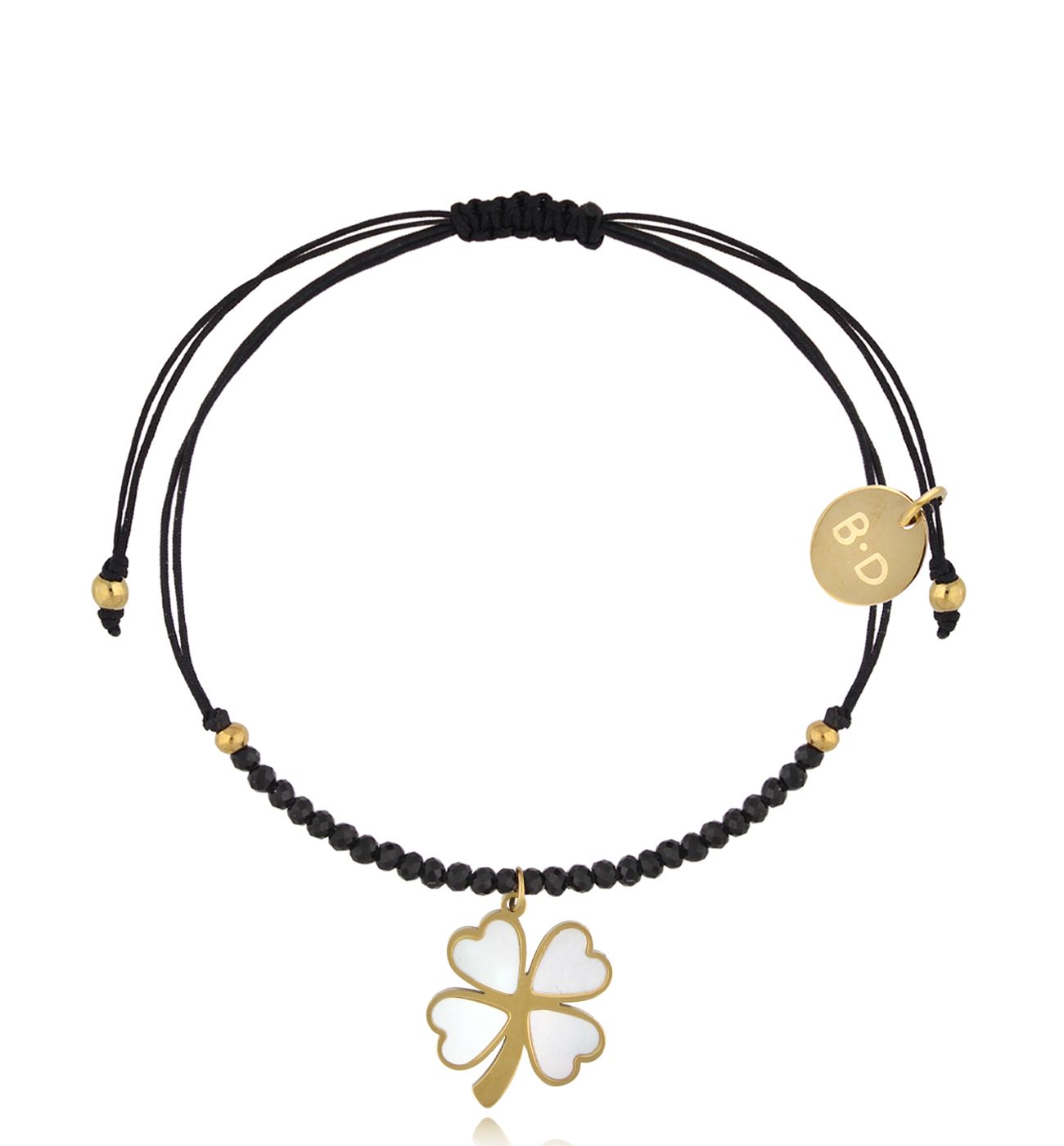 Bransoletka z turmalinami i złotą koniczynką Feliz BMT0228 - By Dziubeka