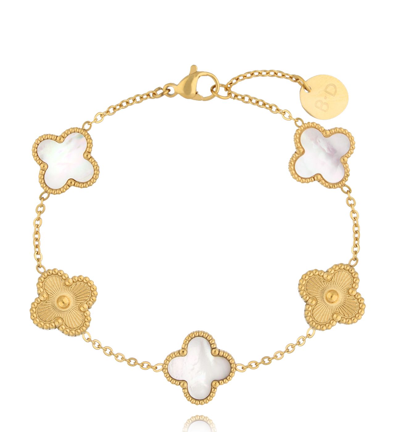 Bransoletka z koniczynkami złota Clovers BSY0113 - By Dziubeka