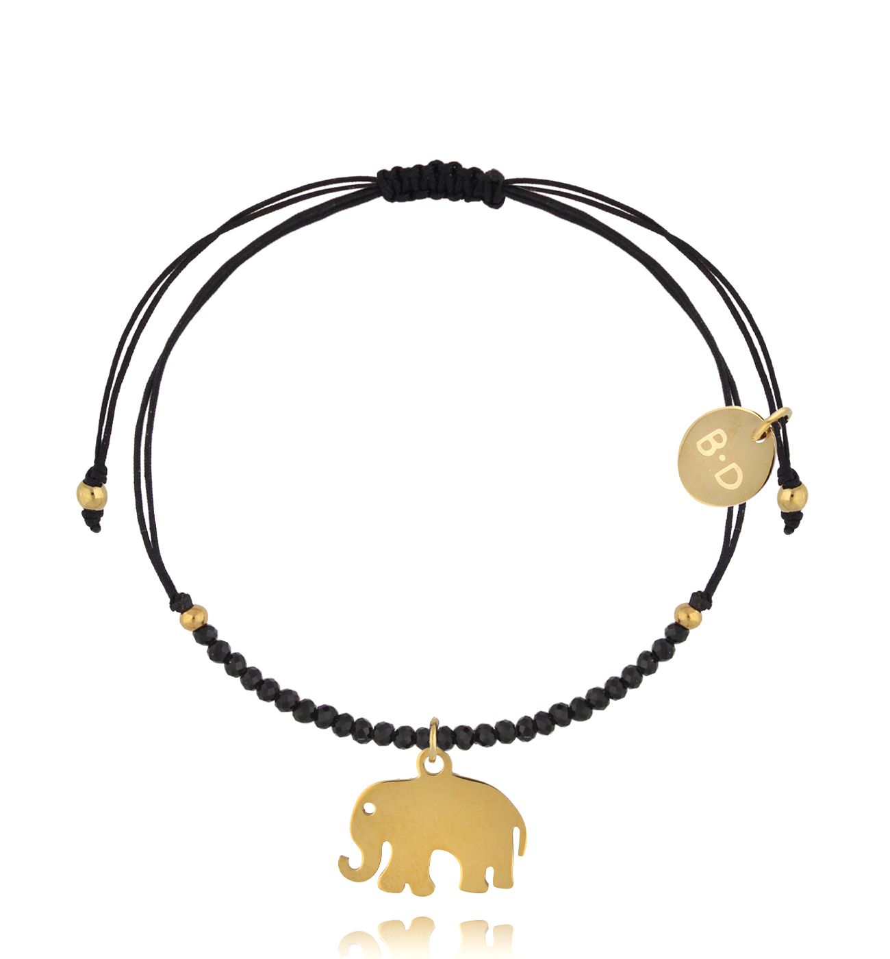 Bransoletka z turmalinami i złotym słonikiem Successo BMT0120 - By Dziubeka