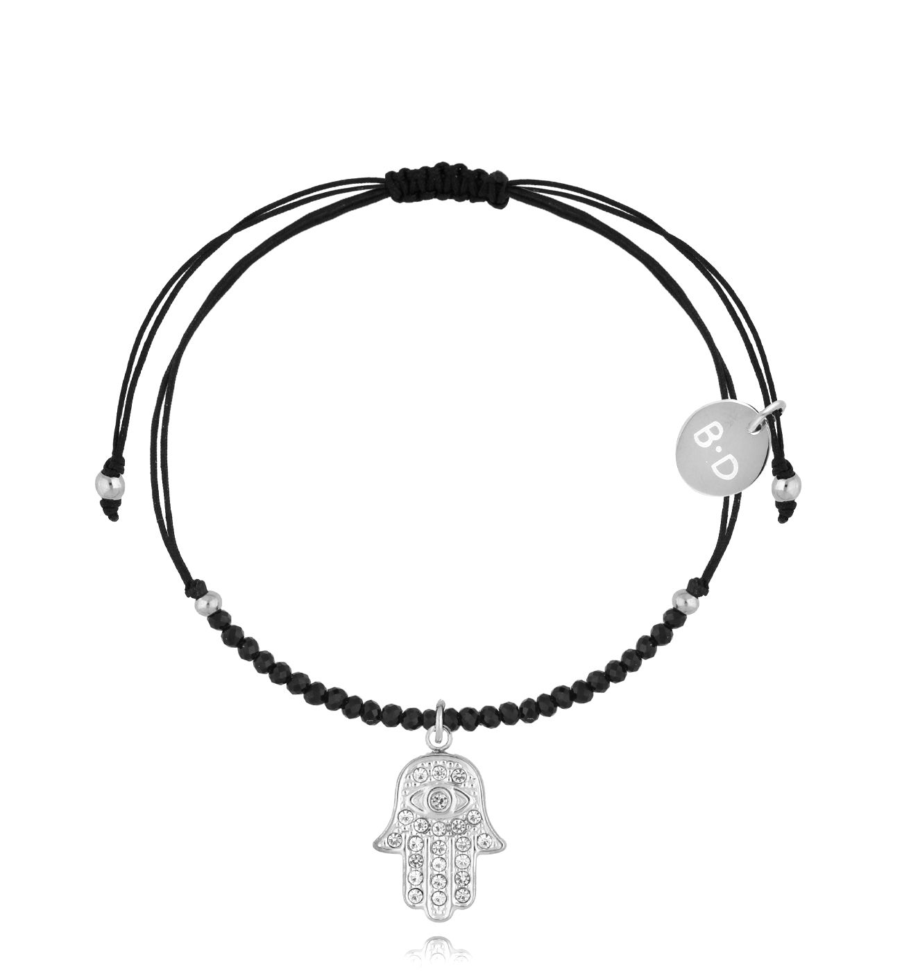 Bransoletka z turmalinami i srebrną Ręką Fatimy Successo BMT0097