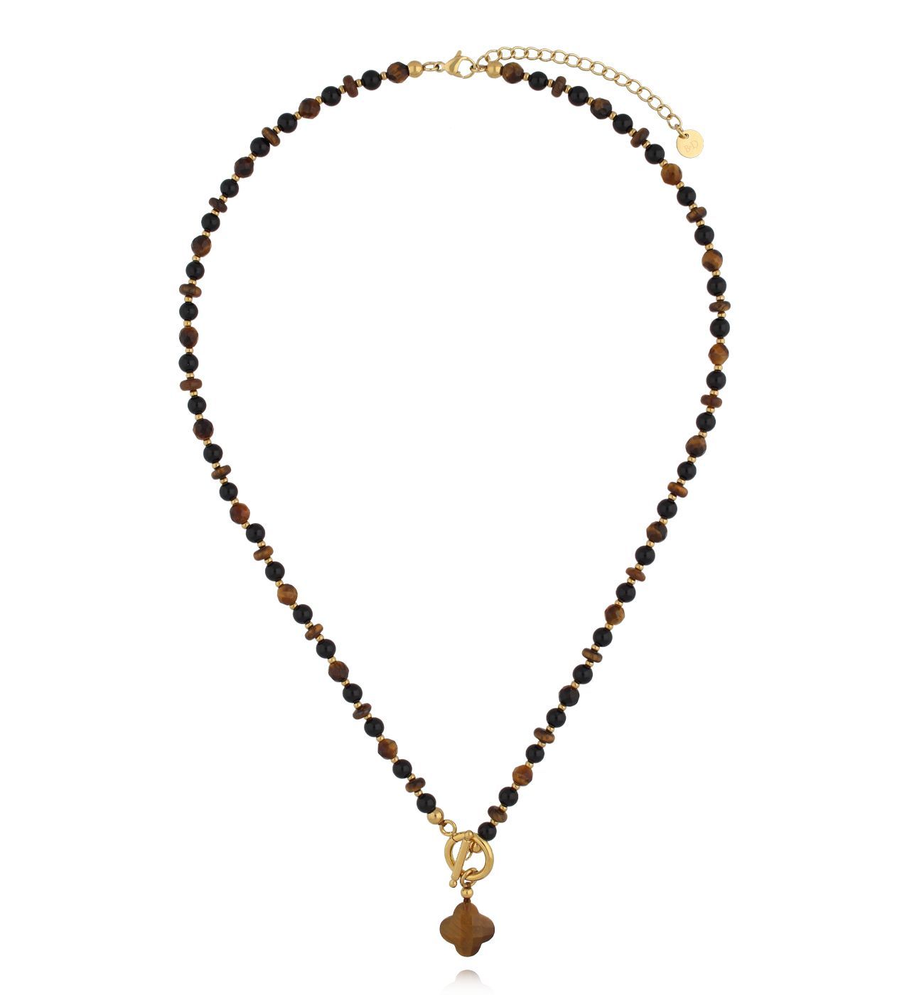 Naszyjnik z koniczynką tygrysie oko NSC0645