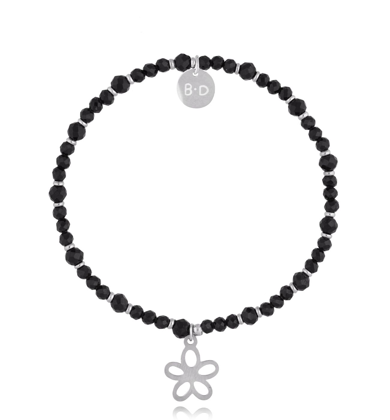 Bransoletka z turmalinami i srebrnym kwiatkiem - By Dziubeka