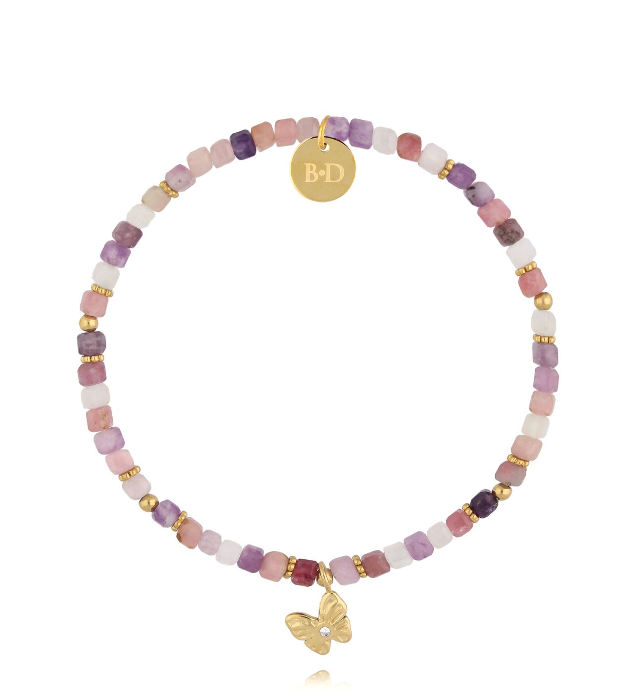 Bransoletka z fioletowymi turmalinami i motylkiem BSC2168