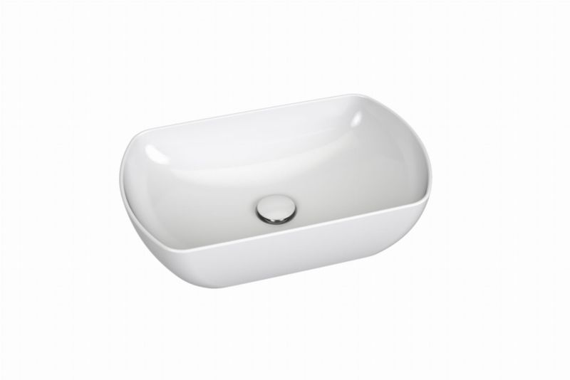 Prostokątna umywalka ceramiczna nablatowa Ravak Split Oval 500x310 biała 1szt