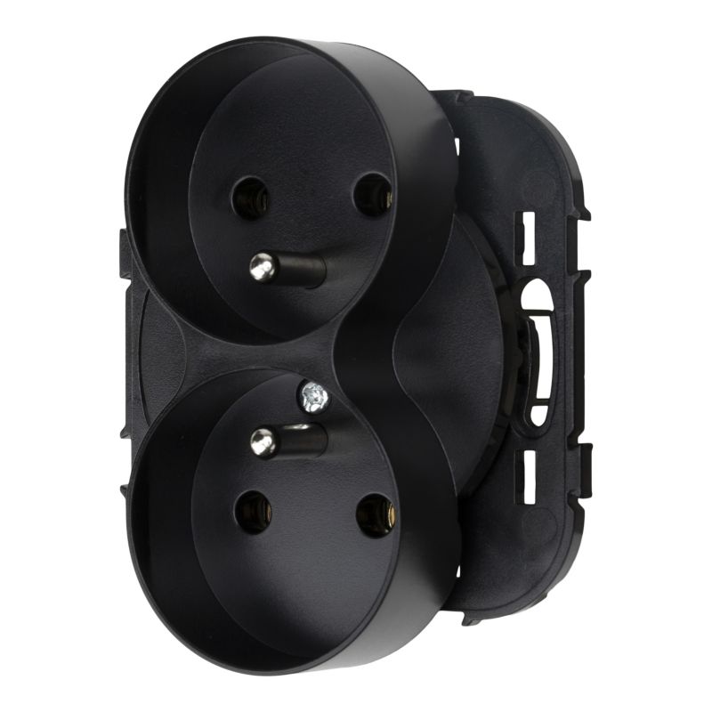 Gniazdo podwójne Jacobsen Espen z uziemieniem czarne