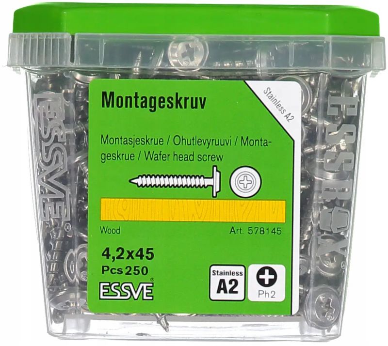 Wkręty Essve 4,2X45Mm Do Drewna, Stal Nierdzewna A2 250Szt.
