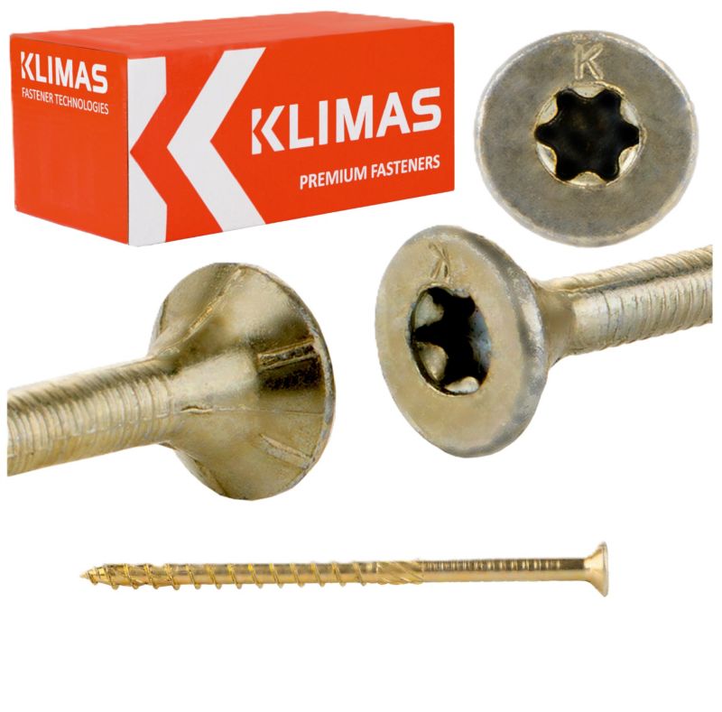 Wkręty do drewna konstrukcyjne Klimas WKCS 8x140 mm z łbem stożkowym 50szt