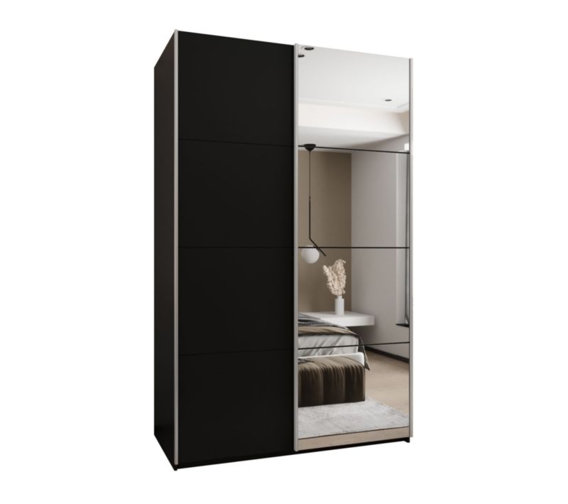 Szafa przesuwna Abiks LUX 3 wysoka szer.150cm czarny/czarny/srebrny 1szt.