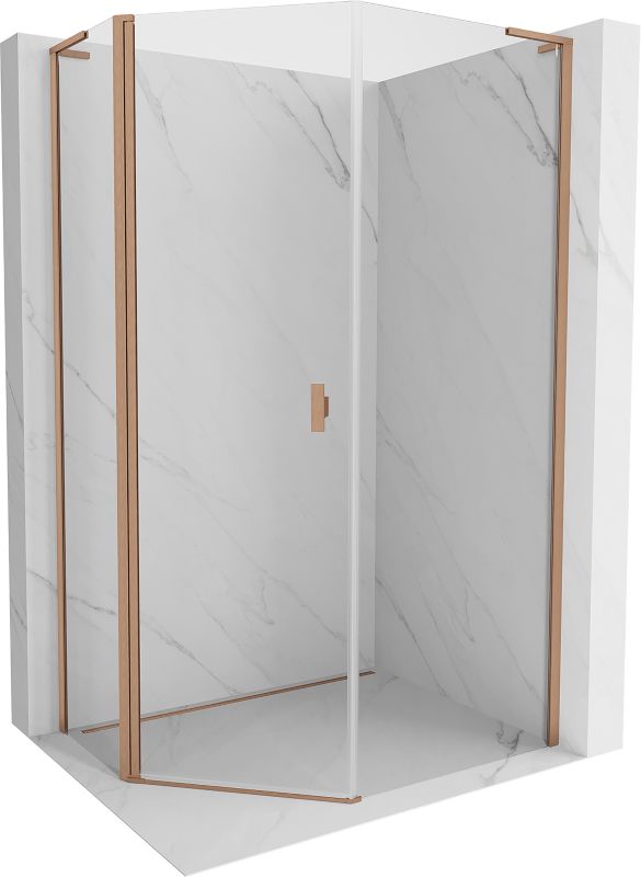 Kabina prysznicowa asymetryczna Mexen Mist L miedź szczotkowana 80x100 cm 1 szt