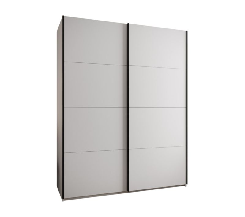 Szafa przesuwna Abiks LUX wysoka szer.200cm biały/biały/czarny 1szt.