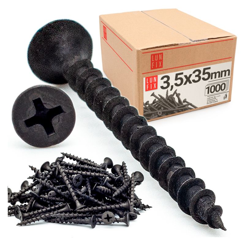 Wkręty do kartongipsu Lun Fix do drewna 3,5x3,5mm 1000szt.