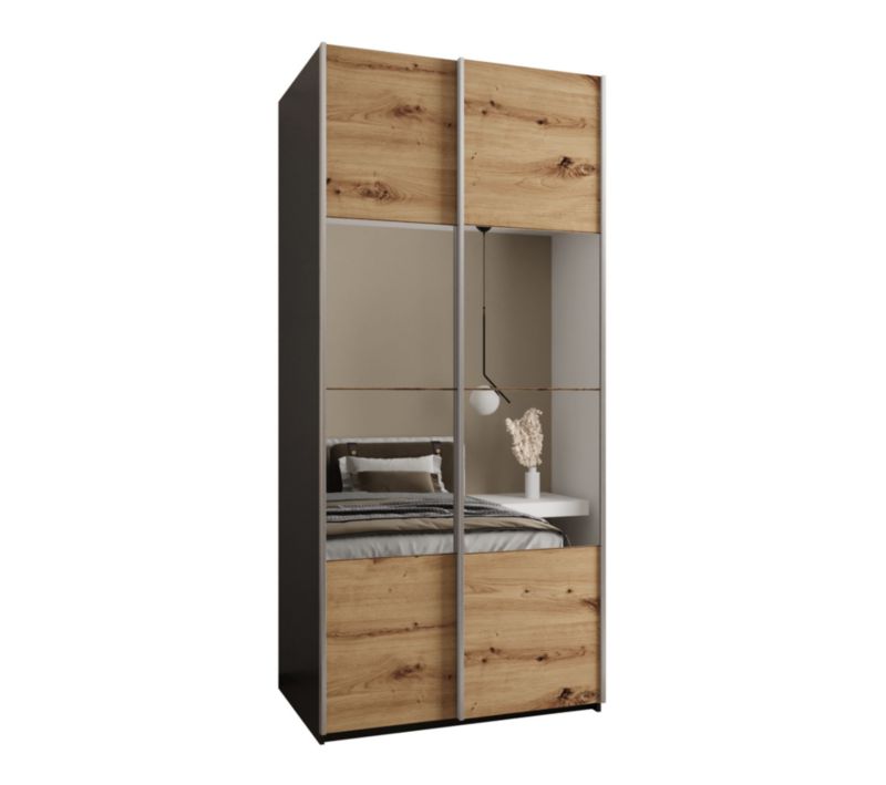 Szafa przesuwna Abiks LUX 4 wysoka szer.100cm czarny/artisan/srebrny 1szt.