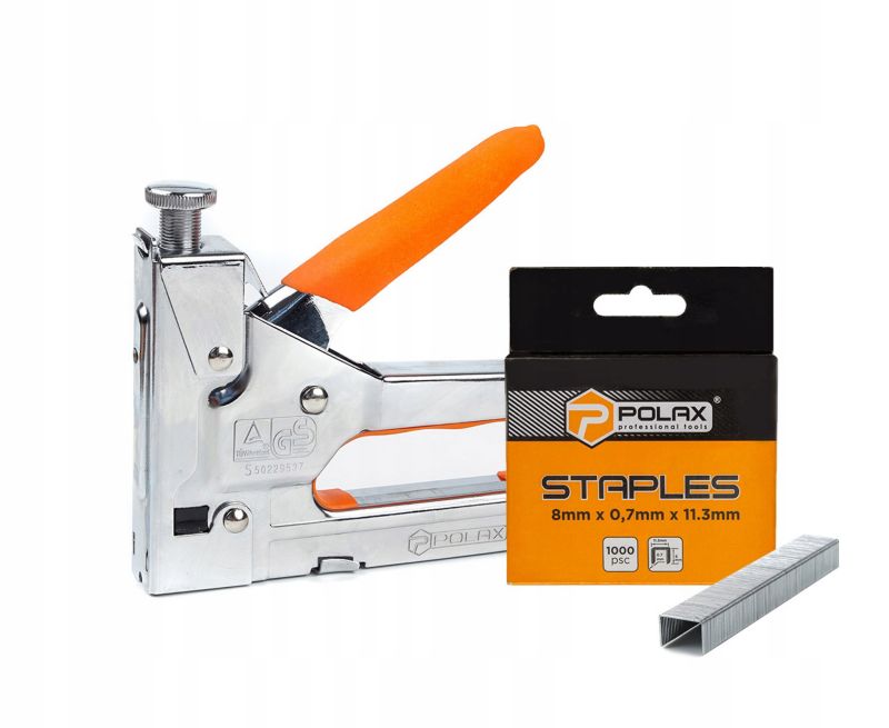 Zszywacz tapicerski Polax chromowany z regulatorem 4-14mm Zszywki A/53 8mm 1 szt.