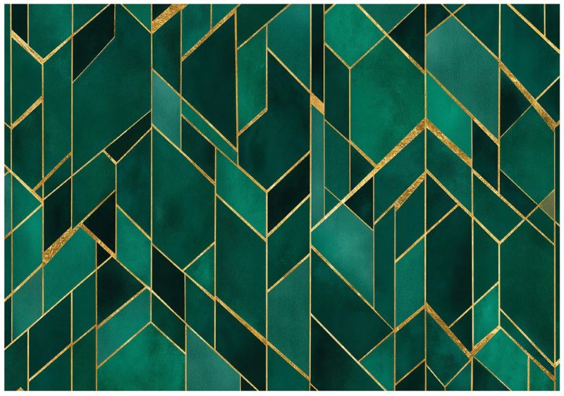 Fototapeta WALLARENA Do Sypialni Salonu Na Flizelinie Abstrakcja Geometryczny Glamour Zielony 350x250 cm 16195VX7 1 szt.