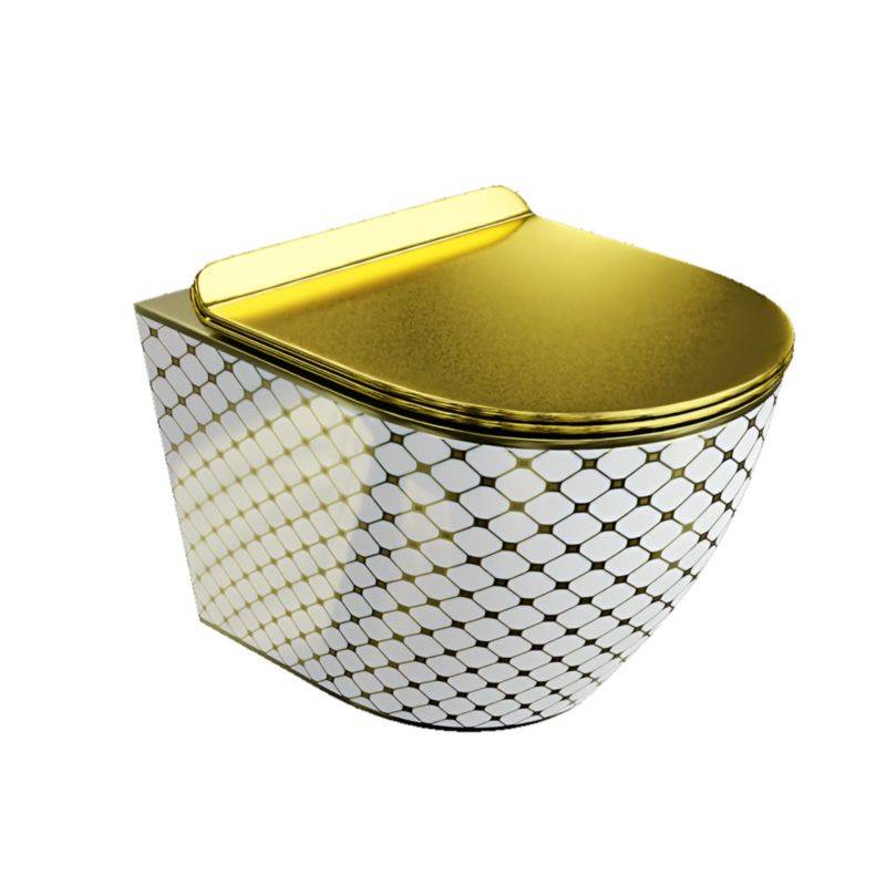 Miska SOLIDER Leo Pinko, bezrantowa, z wolnoopadającą deską i metalowymi zawiasami z funkcją łatwego wypięcia, biało-złota, 1 szt