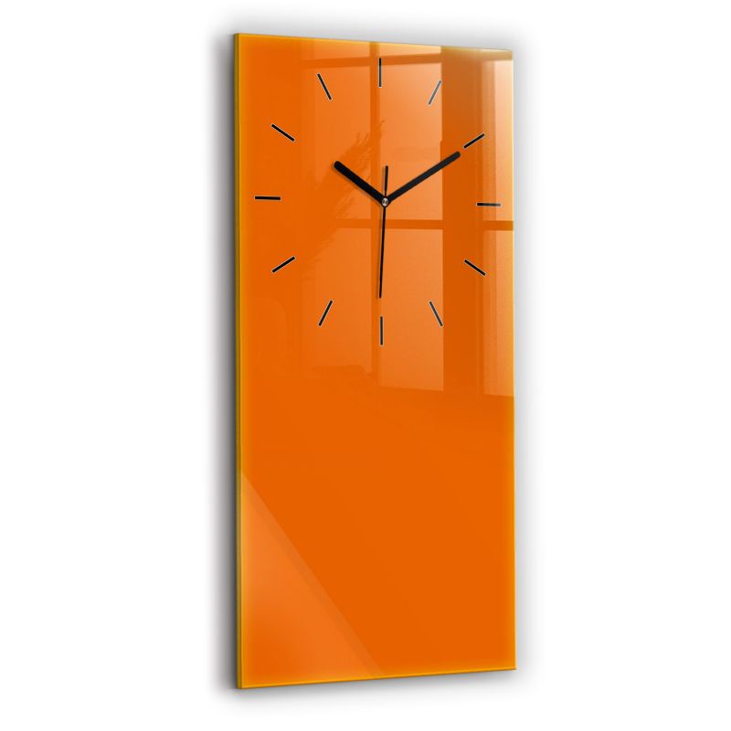 Zegar szklany czarne wskazówki Wallfluent 30x60 cm Kolor pomarańczowy 1 szt.