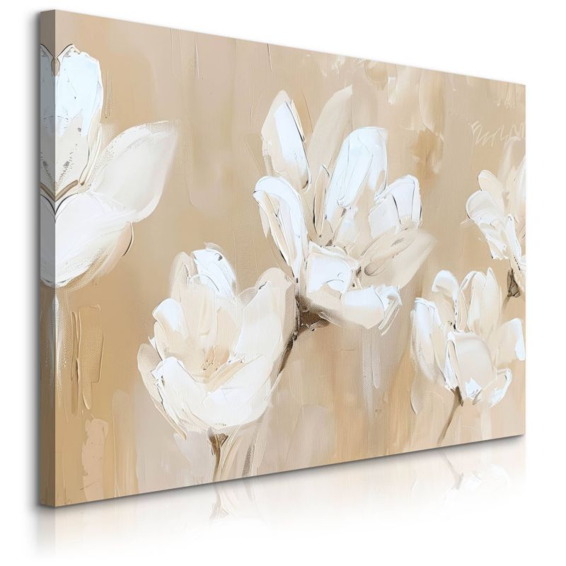 Obraz Muralo Białe Kwiaty Natura Malarstwo Vintage 90x60 cm 1 szt.