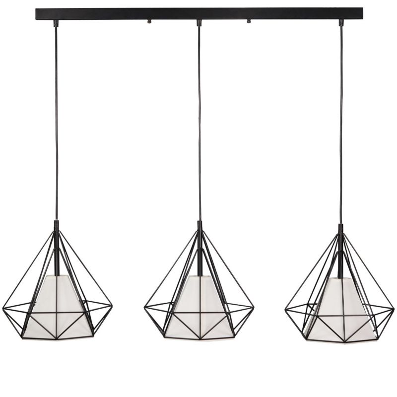 Lampa wisząca Polux Hira czarno-biała wym: 140 x 28 x 100 cm 3xE27 x 1 szt.