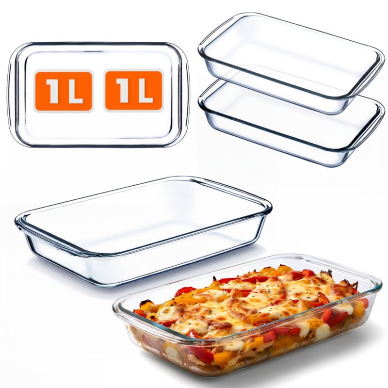 Naczynie Żaroodporne KADAX 1L Prostokątne Szklane małe Do Zapiekania Szklane 2 szt.