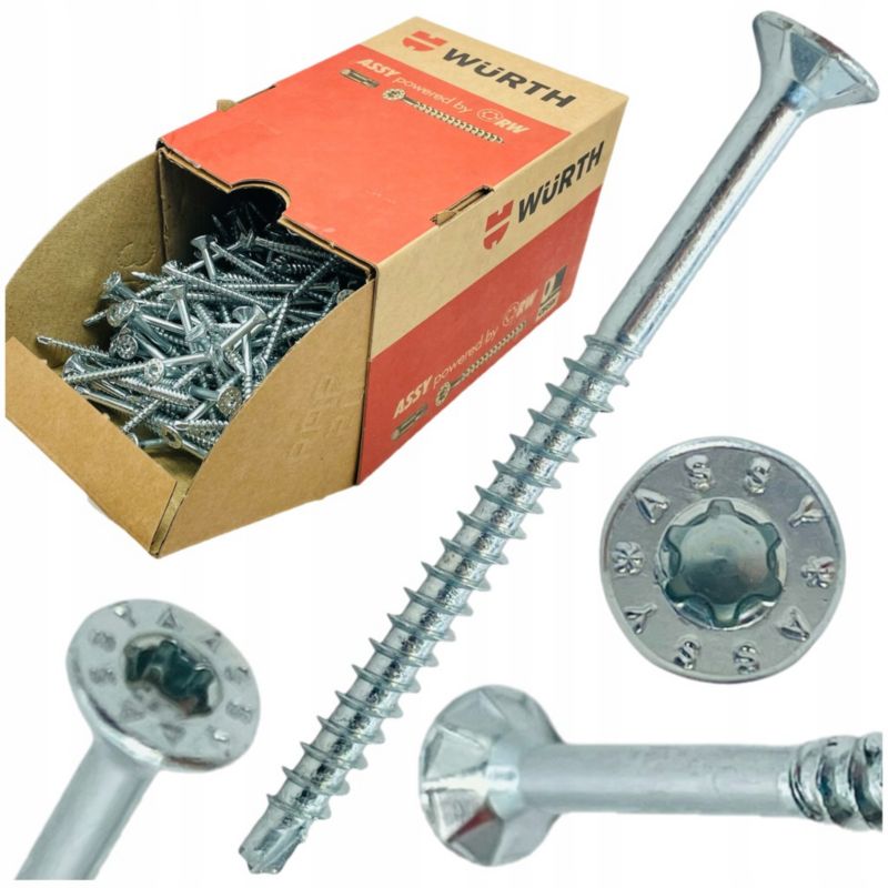 Wkręty ASSY PLUS konfirmaty Wurth 4x60 DO DREWNA UNIWERSALNE 4 CSMP 250 szt