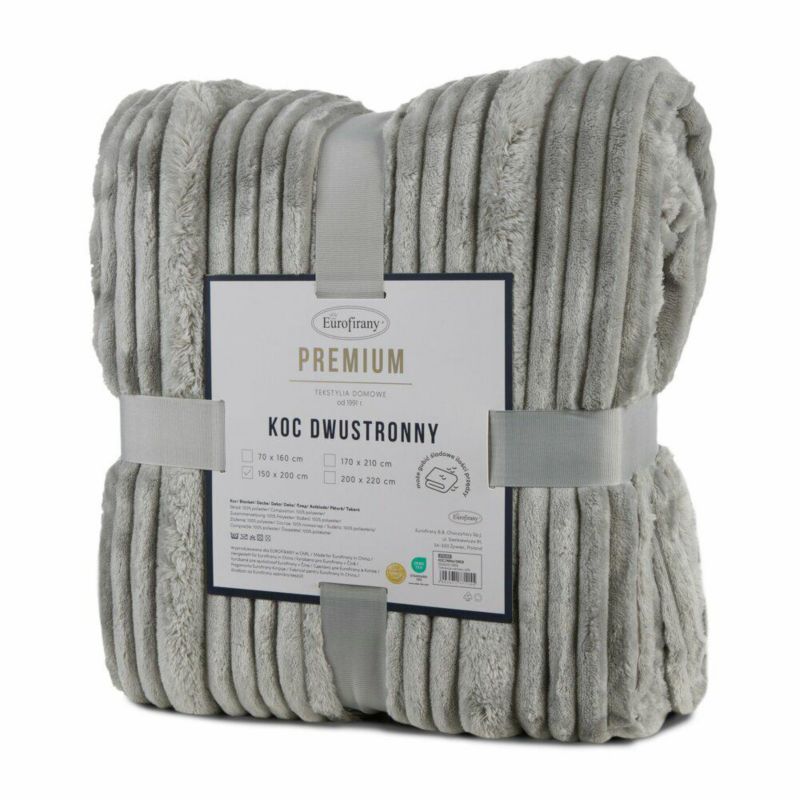 Koc NINA Eurofirany z efektem 3D 200 x 220 cm srebrny miękki gruby 1 szt.