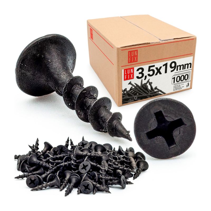 Wkręty do kartongipsu Lun Fix do drewna 3,5x19mm 1000szt.