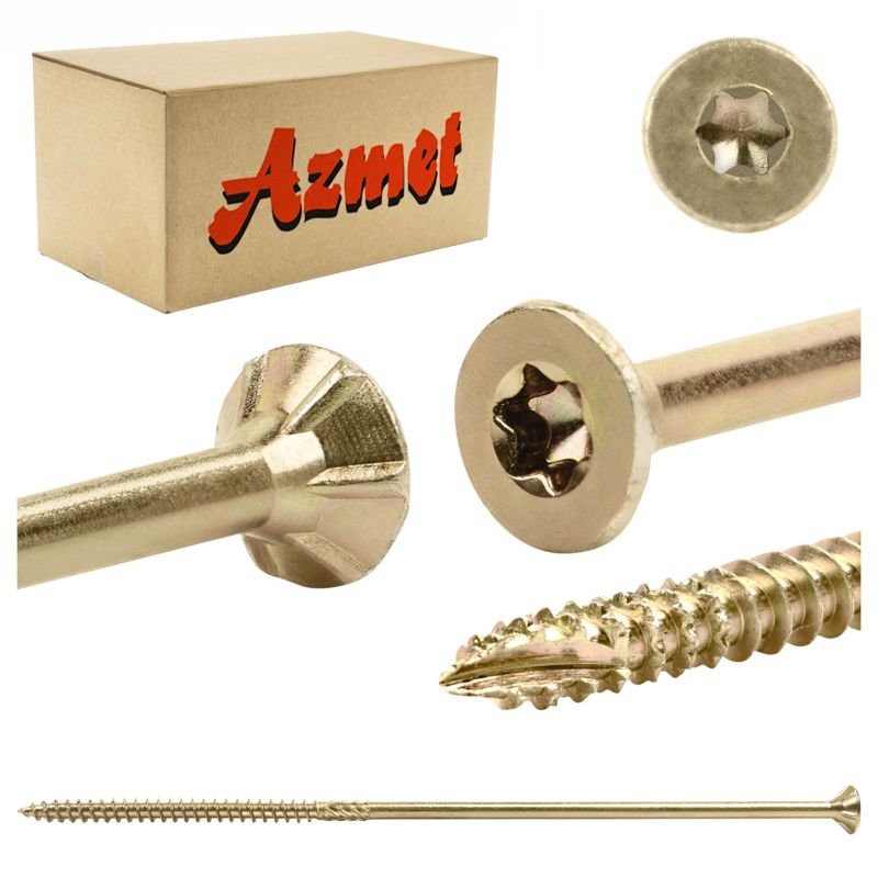 Wkręty do drewna Azmet WT 6x200 mm na torx tx z łbem stożkowym 100szt