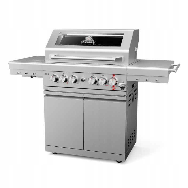 Grill Gazowy Koler Krone S2 Inox 21,6kW Stal Nierdzewna Ruszty Żeliwne 5+1 Szyba 1szt.