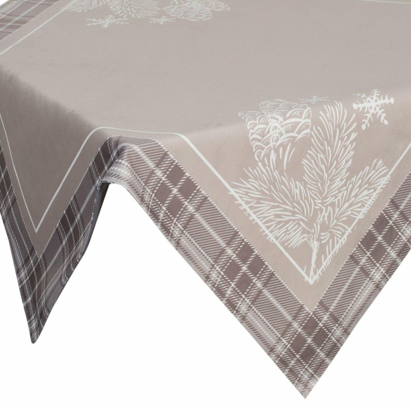 Obrus świąteczny HOLLY Eurofirany 85 x 85 welwetowy z motywem świątecznymi i ozdobną kantą w kratę szt. 1