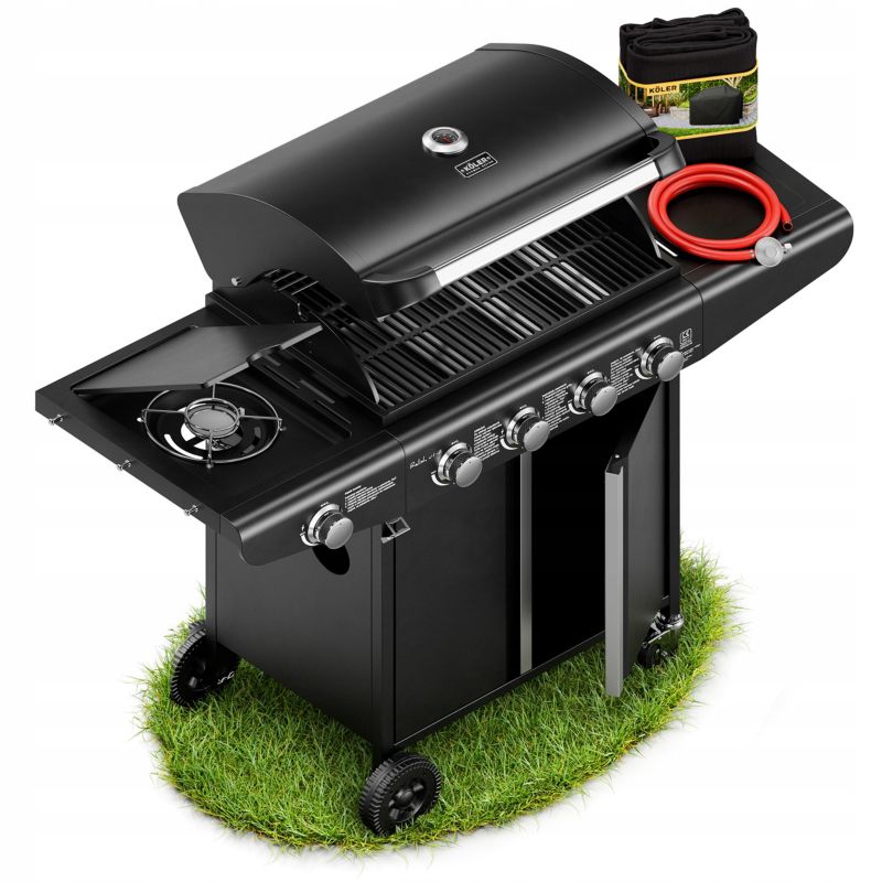 Grill Gazowy Koler Relish V1 Czarny Nierdzewny 5 Palników 16kW 2 Ruszty + Pokrowiec 1 szt.