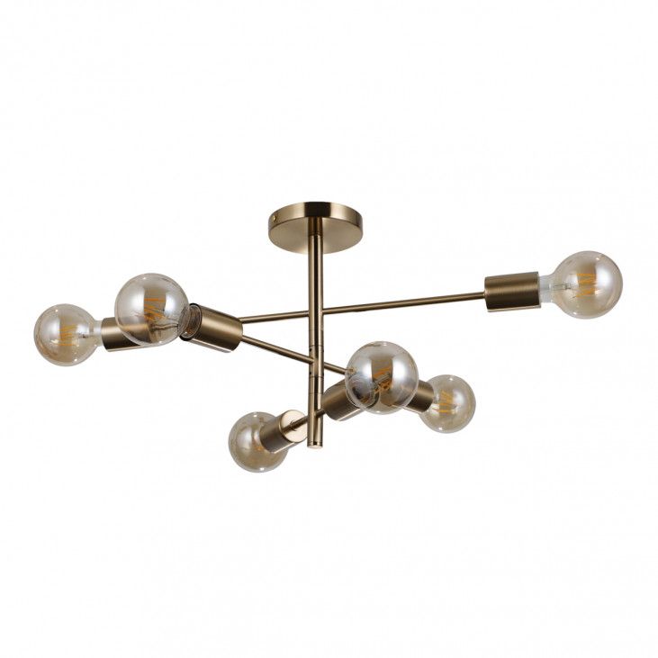 Lampa wisząca skrzyżowane ramiona Italux Piansi mosiężno-złota 6xE27x40W IP20 wym:29x54x54cm - 1 szt.