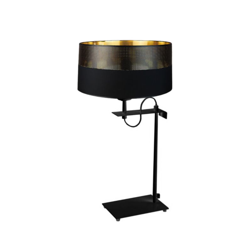 Lampka Nocna Volta Light Factory Point Czarny ze złotem Abażur 1xE27 1szt.