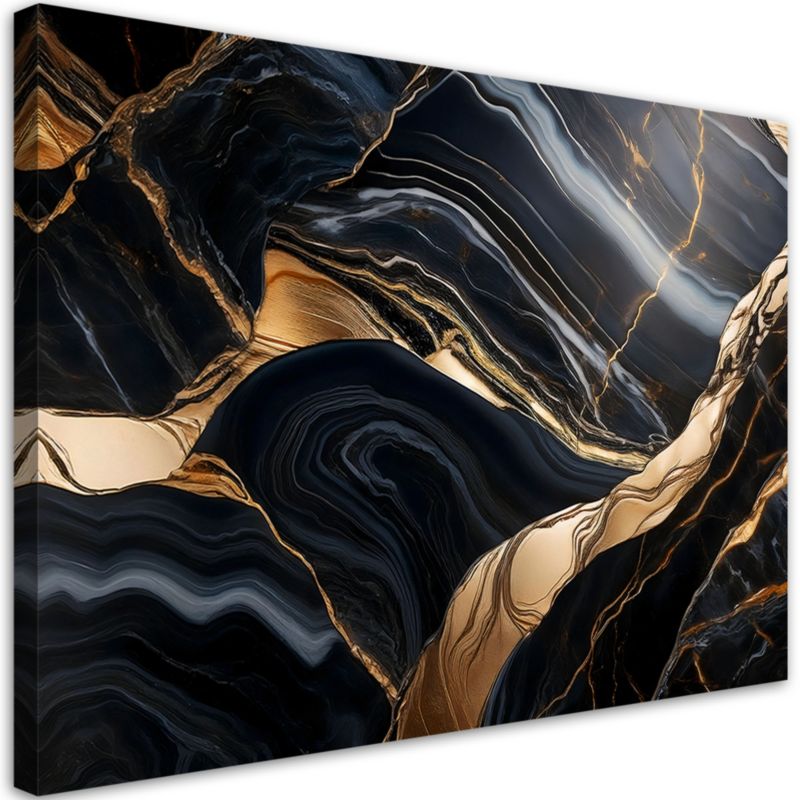Obraz na płótnie Feeby Czarny Marmur ze Złotem 120x80cm 1szt