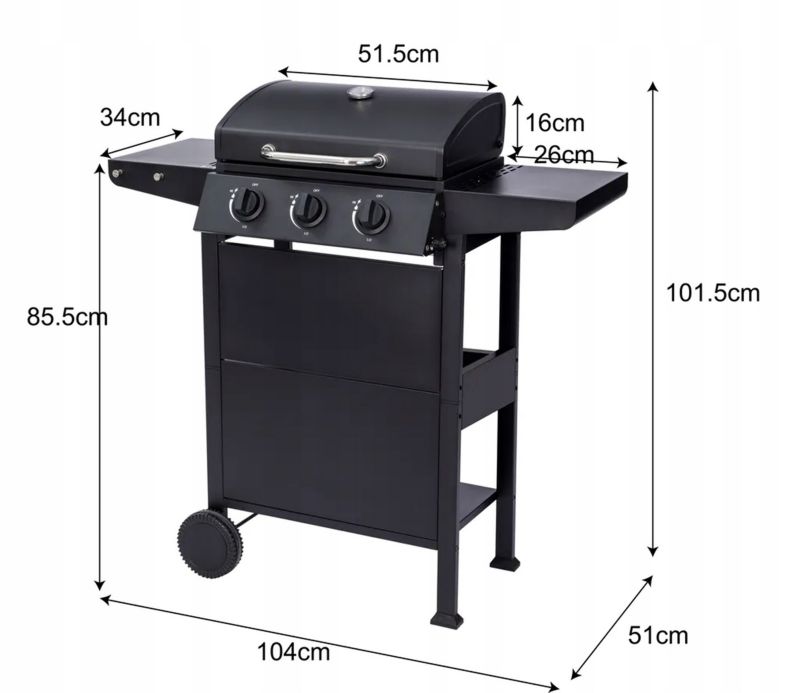 Grill gazowy El Fuego SAN JOSE 3p 1szt.