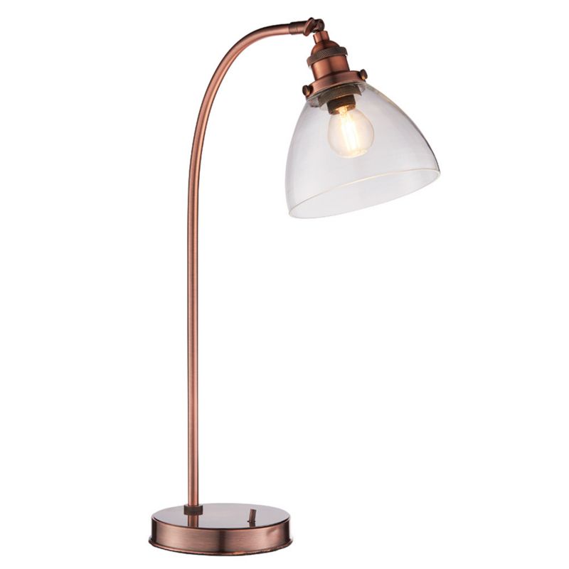 Lampka biurkowa Endon HANSEN postarzana miedziana 1xE14x15W IP20 wym:53,3x15x30cm - 1 szt.
